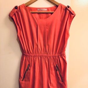 Pink Carolina Williamson zipper pocket mini dress